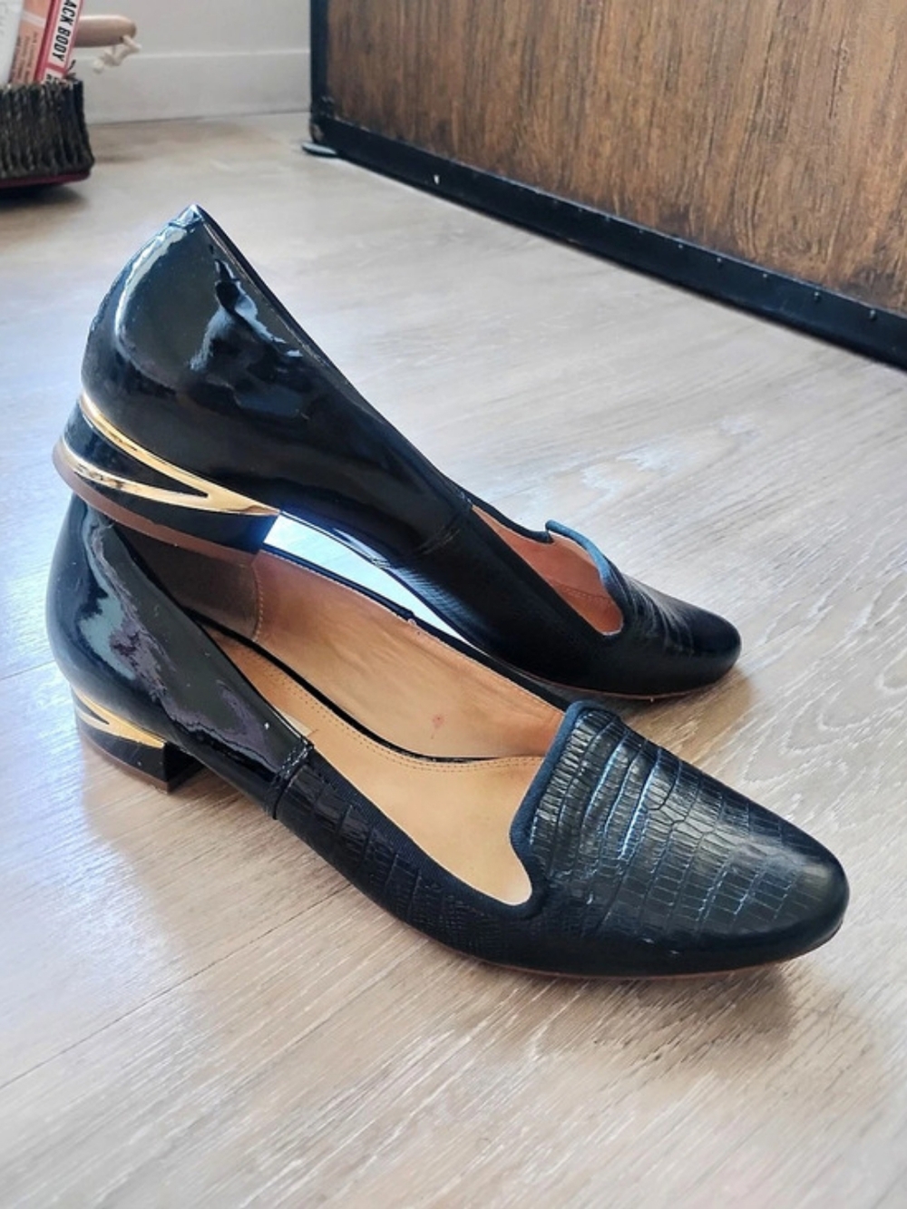 Diane von Furstenberg Black Leather-Look Heels